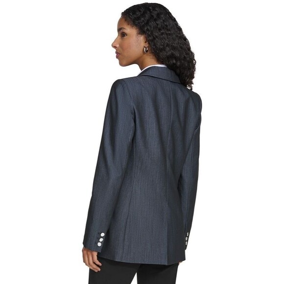 Calvin Klein Women's One-Button Notched-Collar Blazer Dark Indigo Size 2 - Picture 2 of 14